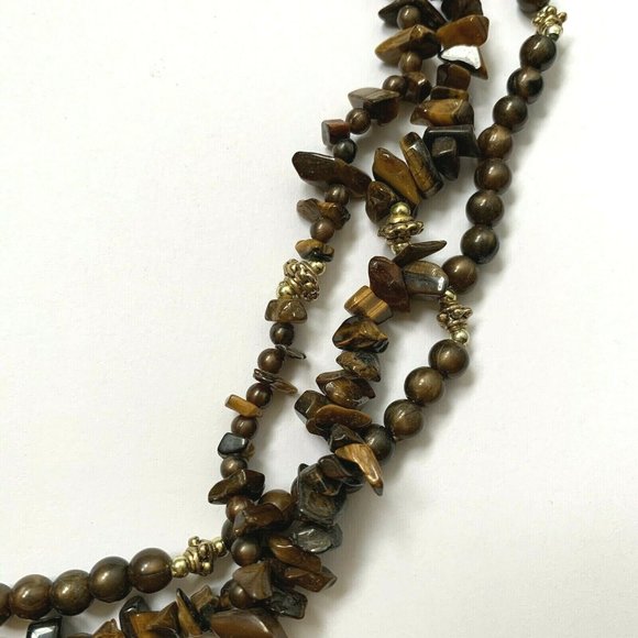 Tigers Eye Necklace Natural Stone Chip Brown - Picture 3 of 6